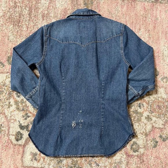Lucky Brand Vintage Inspired Denim Jean Pearl Snap Shirt Women's Size S - Picture 7 of 7